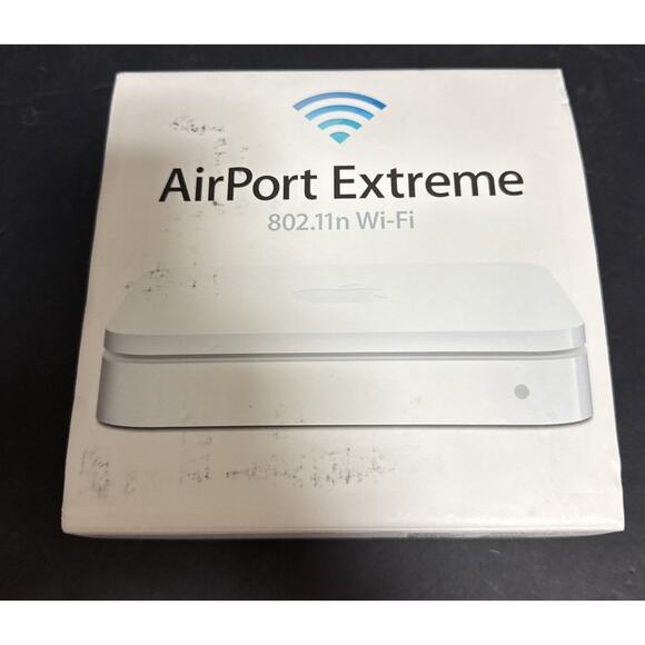 Apple A1143 White AirPort Extreme Base Station Wireless Router Tested Box Cables - Picture 9 of 11
